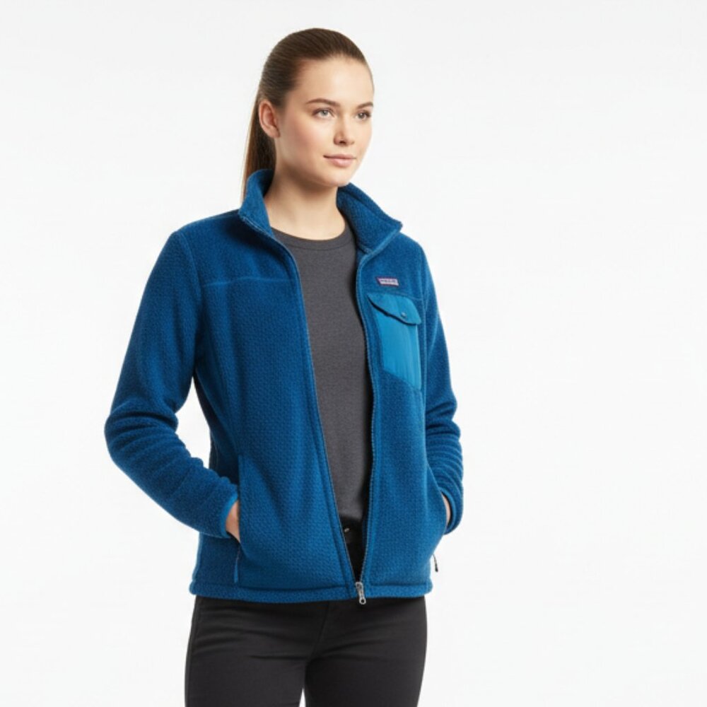 Patagonia Blue Long Sleeve Fleece Zip Up Jacket XXL